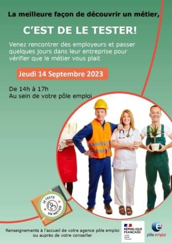 flyer Pole Emploi DIEPPE je test mon metier